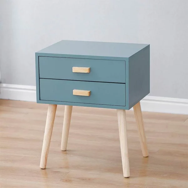 Tables de Chevet avec 2 Tiroirs Pieds en Bois