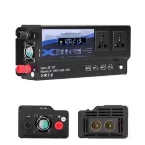 Onduleur sinusoïdal modifié DC 24V à AC 220V 6000W Convertisseur d’alimentation de Voiture avec 4 Ports USB et Prises AC, pour extérieur et Maison (6000w 24V à 220V)