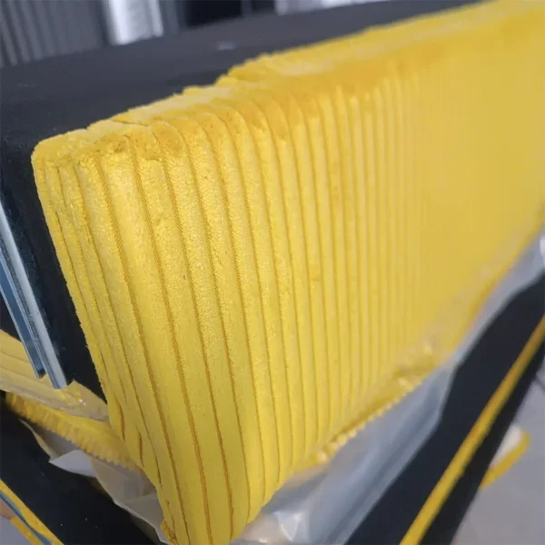Canapé d’angle réversible fixe 2 / 3 places Velours côtelé Jaune poussin, Canapé confortable en forme de L pour le salon,180×137×84cm