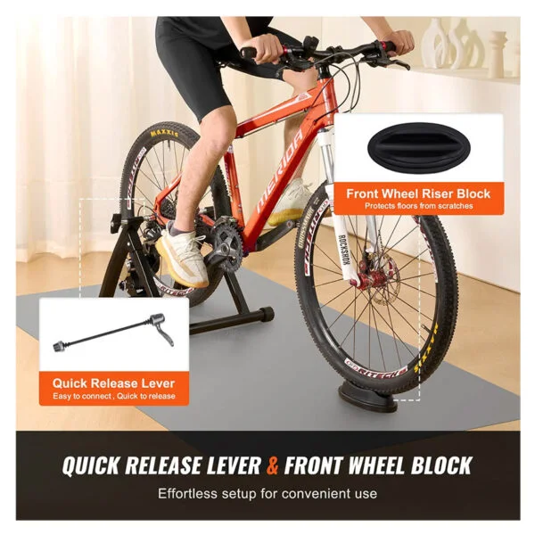 Support d’Entraînement pour Vélo, Entraîneur de Vélo Magnétique Stationnaire pour Roues 66-74 cm, Moteur à Volant d’Inertie à Réduction de Bruit, Levier à Dégagement Rapide, Exercices Intérieur