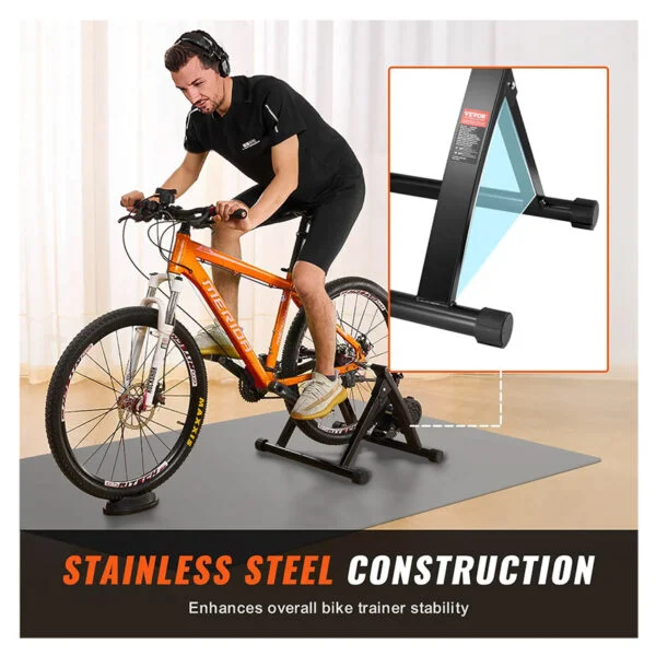 Support d’Entraînement pour Vélo, Entraîneur de Vélo Magnétique Stationnaire pour Roues 66-74 cm, Moteur à Volant d’Inertie à Réduction de Bruit, Levier à Dégagement Rapide, Exercices Intérieur