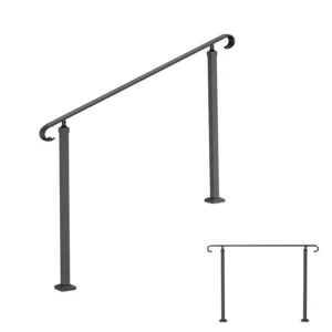 Garde-Corps Rampe Escalier Main Courante en Fer Forgé Balustrade Rambarde 3 Marches Réglable 48 cm Angle 0-52,8°