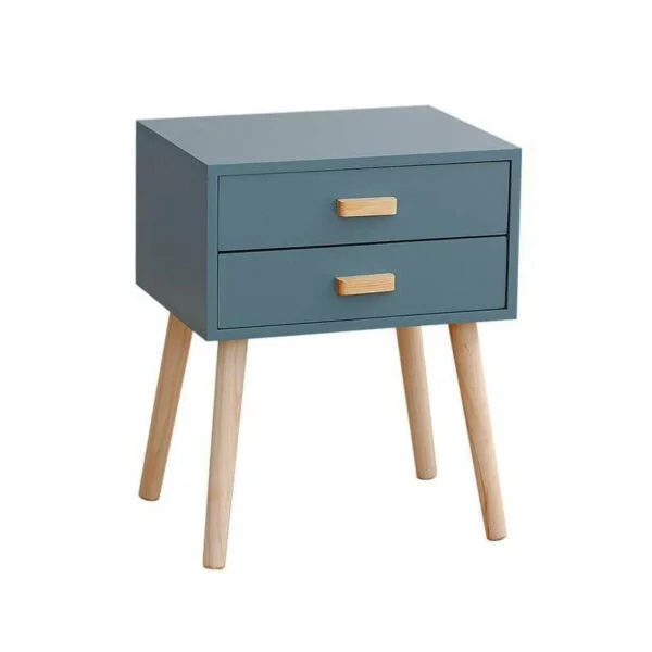 Tables de Chevet avec 2 Tiroirs Pieds en Bois