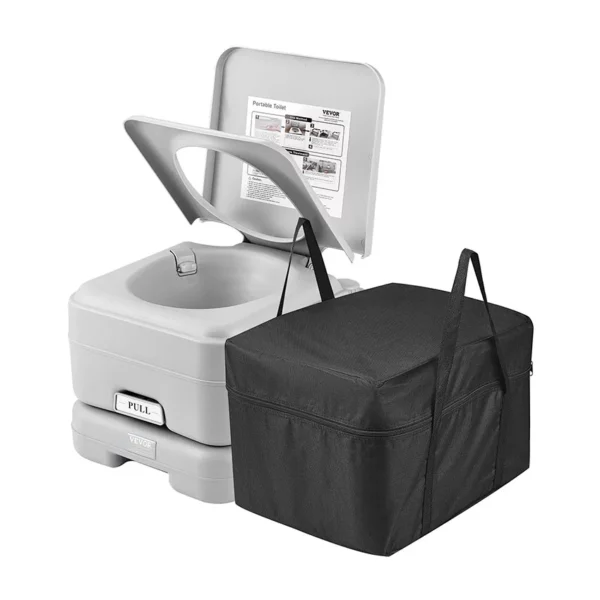 Toilettes portables pour le camping avec sac de transport, toilettes pour camping-car avec réservoir à déchets de 12 litres, chasse d’eau sous pression par bouton-poussoir, toilettes de voyage étanches et sans odeur pour adultes et enfants en camping-car