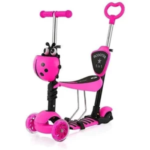 Trottinette 3 Roues avec Siège 5 en 1 Plateau Antidérapant LED, Patinette réglable en Hauteur, Classiques, Idéal Cadeau pour Enfants 2 a 6 Ans