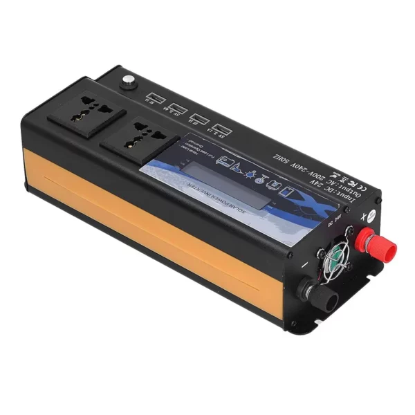 Onduleur sinusoïdal modifié DC 24V à AC 220V 6000W Convertisseur d’alimentation de Voiture avec 4 Ports USB et Prises AC, pour extérieur et Maison (6000w 24V à 220V)