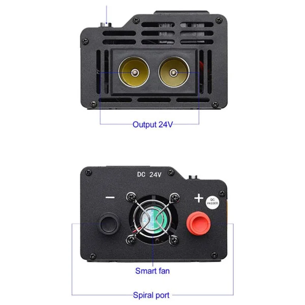 Onduleur sinusoïdal modifié DC 24V à AC 220V 6000W Convertisseur d’alimentation de Voiture avec 4 Ports USB et Prises AC, pour extérieur et Maison (6000w 24V à 220V)