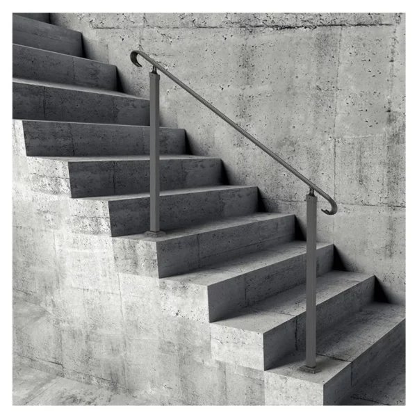 Garde-Corps Rampe Escalier Main Courante en Fer Forgé Balustrade Rambarde 3 Marches Réglable 48 cm Angle 0-52,8°