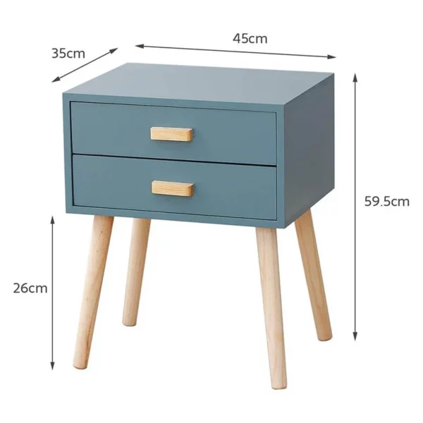 Tables de Chevet avec 2 Tiroirs Pieds en Bois