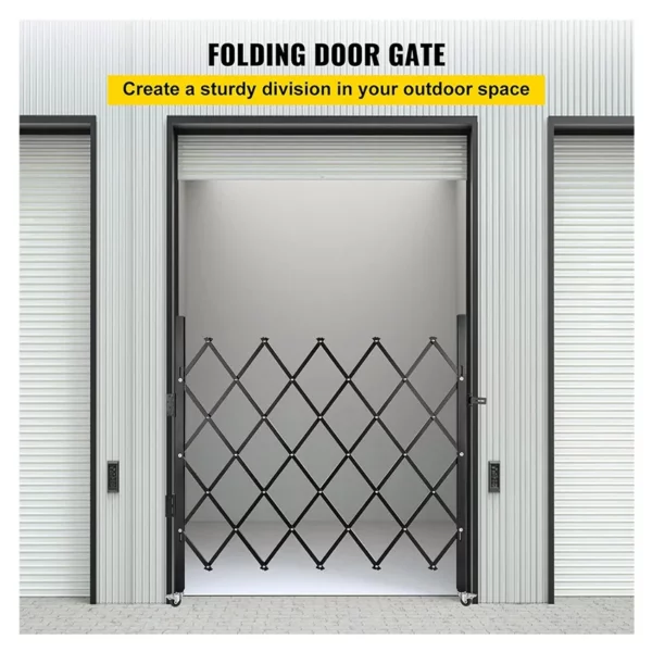 Porte de sécurité pliante simple, porte pliante de 122 cm de haut x 168 cm de large, porte de sécurité accordéon en acier, porte de sécurité extensible