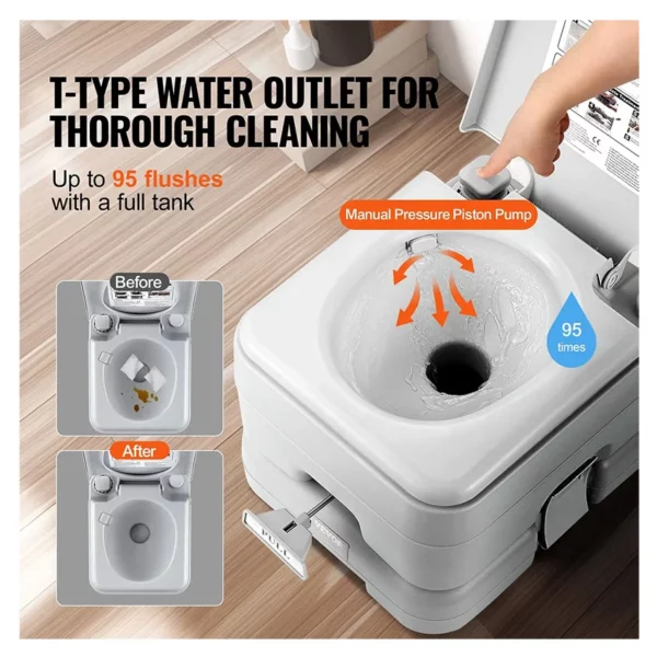 Toilettes portables pour le camping avec sac de transport, toilettes pour camping-car avec réservoir à déchets de 12 litres, chasse d’eau sous pression par bouton-poussoir, toilettes de voyage étanches et sans odeur pour adultes et enfants en camping-car