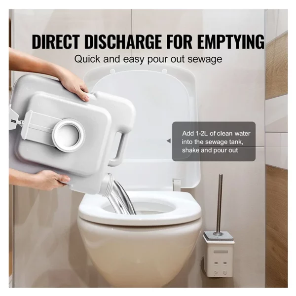 Toilettes portables pour le camping avec sac de transport, toilettes pour camping-car avec réservoir à déchets de 12 litres, chasse d’eau sous pression par bouton-poussoir, toilettes de voyage étanches et sans odeur pour adultes et enfants en camping-car
