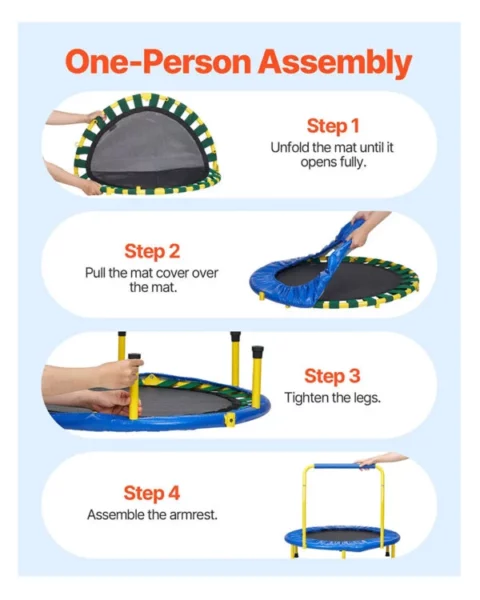 Trampoline pour Enfants 92 cm Mini Trampoline Extérieur Intérieur Pliable pour Tout-petits avec Poignée Mousse Trampoline Récréatif Exercices Cadeau d’Anniversaire pour Enfants de 3 ans et Plus