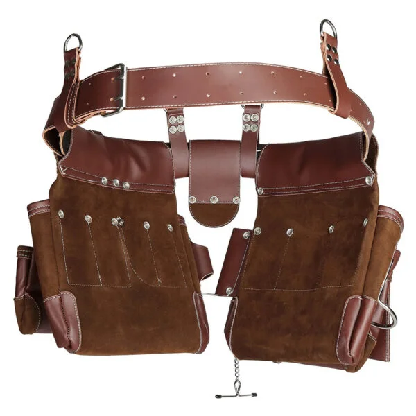 Ceinture à outils, 22 poches, ceinture porte-outil tour de taille 73,6-137,2 cm, sac à outils en PU amovible pour électricien, charpentier, bricoleur, menuisier, construction, encadreur, marron