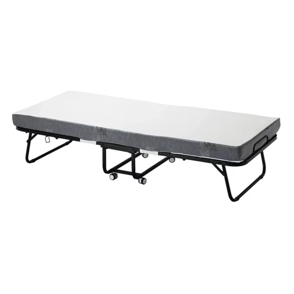 Lit d’appoint pliant avec matelas de 10 cm lit simple pliable avec matelas à mémoire de forme (190 x 81 cm) capacité de charge de 136,1 kg lit d’appoint en métal pour adulte, idéal pour chambre ou salon.