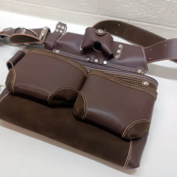 Ceinture à outils, 22 poches, ceinture porte-outil tour de taille 73,6-137,2 cm, sac à outils en PU amovible pour électricien, charpentier, bricoleur, menuisier, construction, encadreur, marron