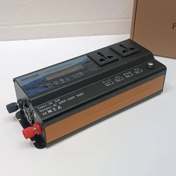 Onduleur sinusoïdal modifié DC 24V à AC 220V 6000W Convertisseur d’alimentation de Voiture avec 4 Ports USB et Prises AC, pour extérieur et Maison (6000w 24V à 220V)